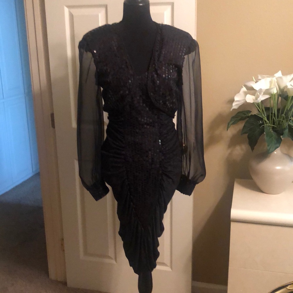 Sparkle thread and sequined dress with bolero jacket
